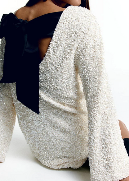 AZOTH - CHLOE | MINIVESTIDO TEXTURIZADO CON LAZO