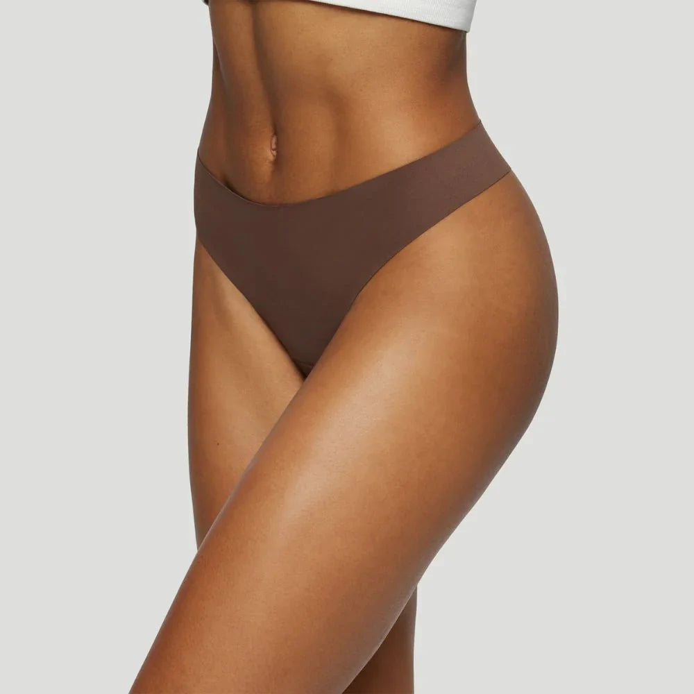 TANGA de talle medio marrón (lote de 3)