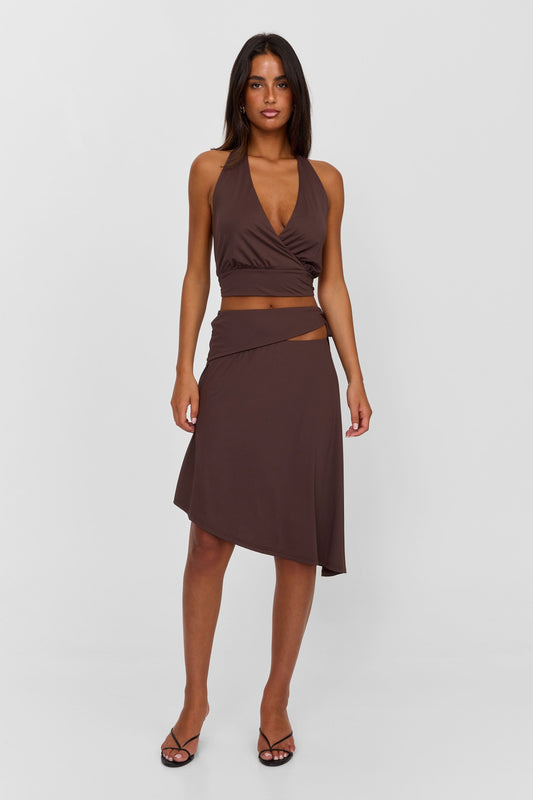 Luna Midi Skirt Brown