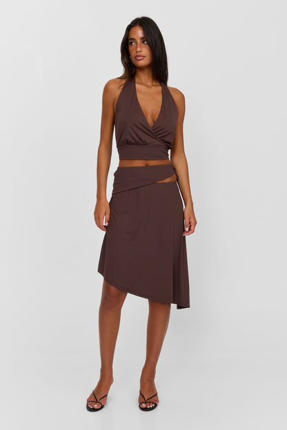 Luna Midi Skirt Brown
