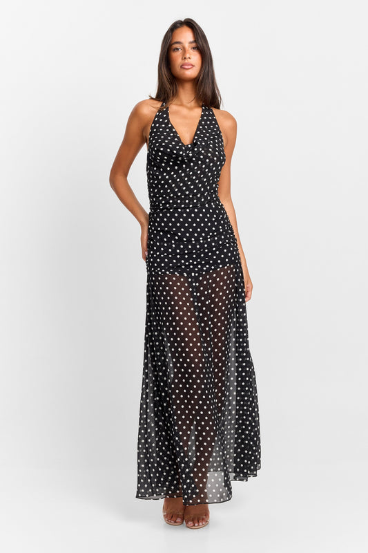 Clara Maxi Dress Black Polkadot