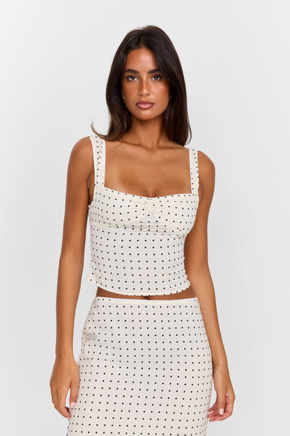 Lottie Top White Polkadot