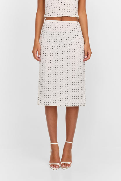 Lottie Midi Skirt White Polkadot