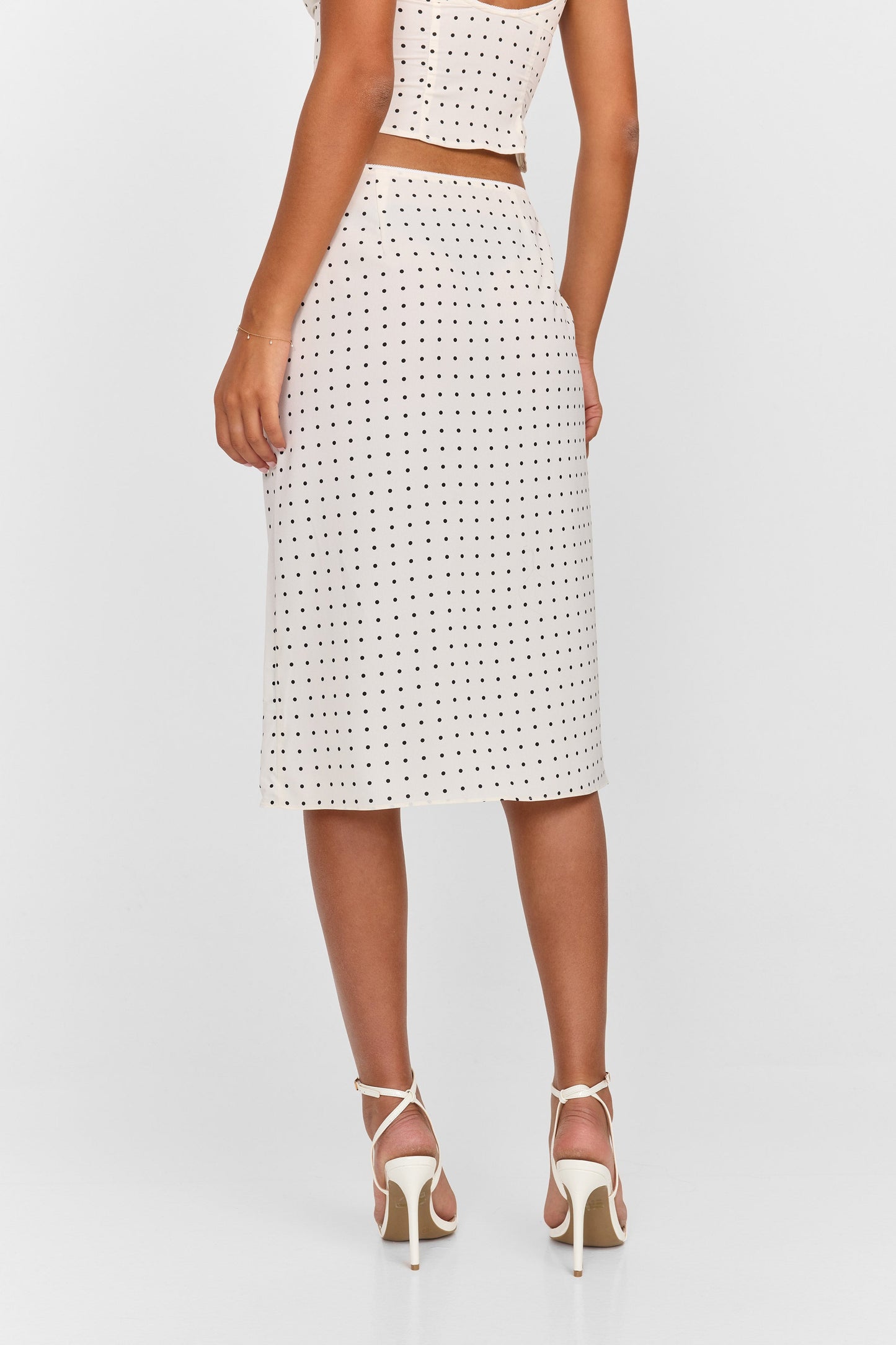 Lottie Midi Skirt White Polkadot