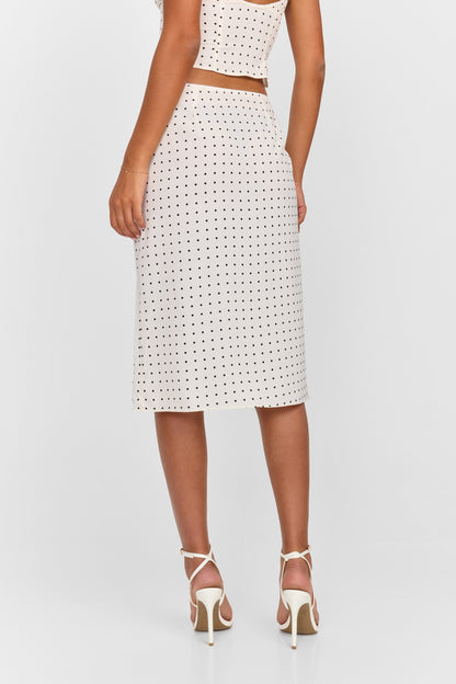 Lottie Midi Skirt White Polkadot