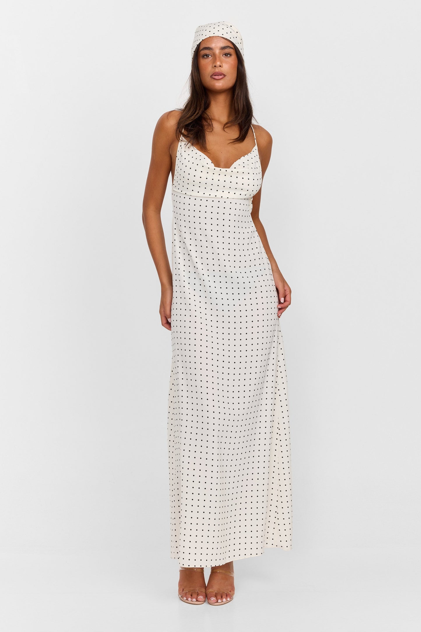 Lottie Maxi Dress White Polkadot