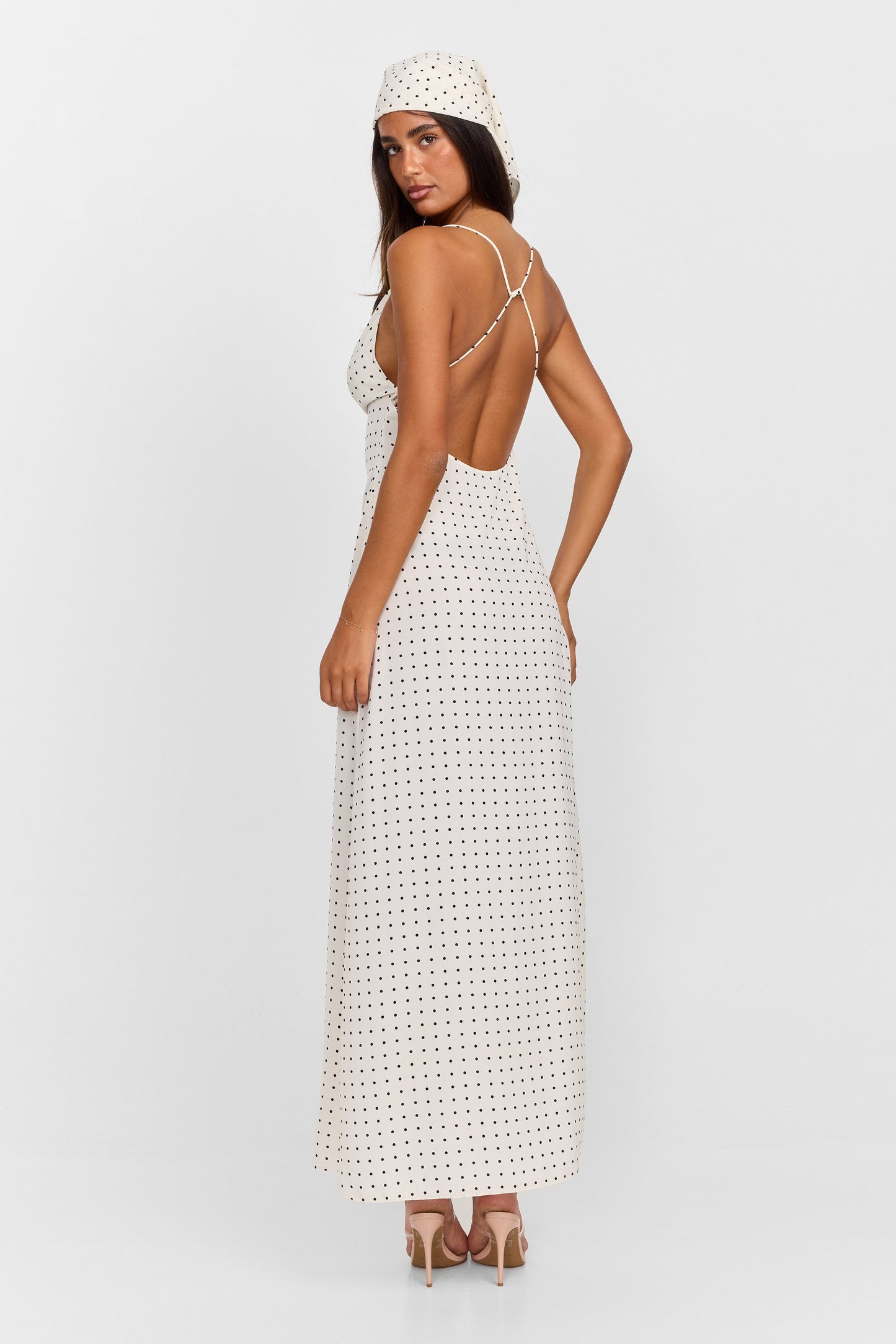 Lottie Maxi Dress White Polkadot
