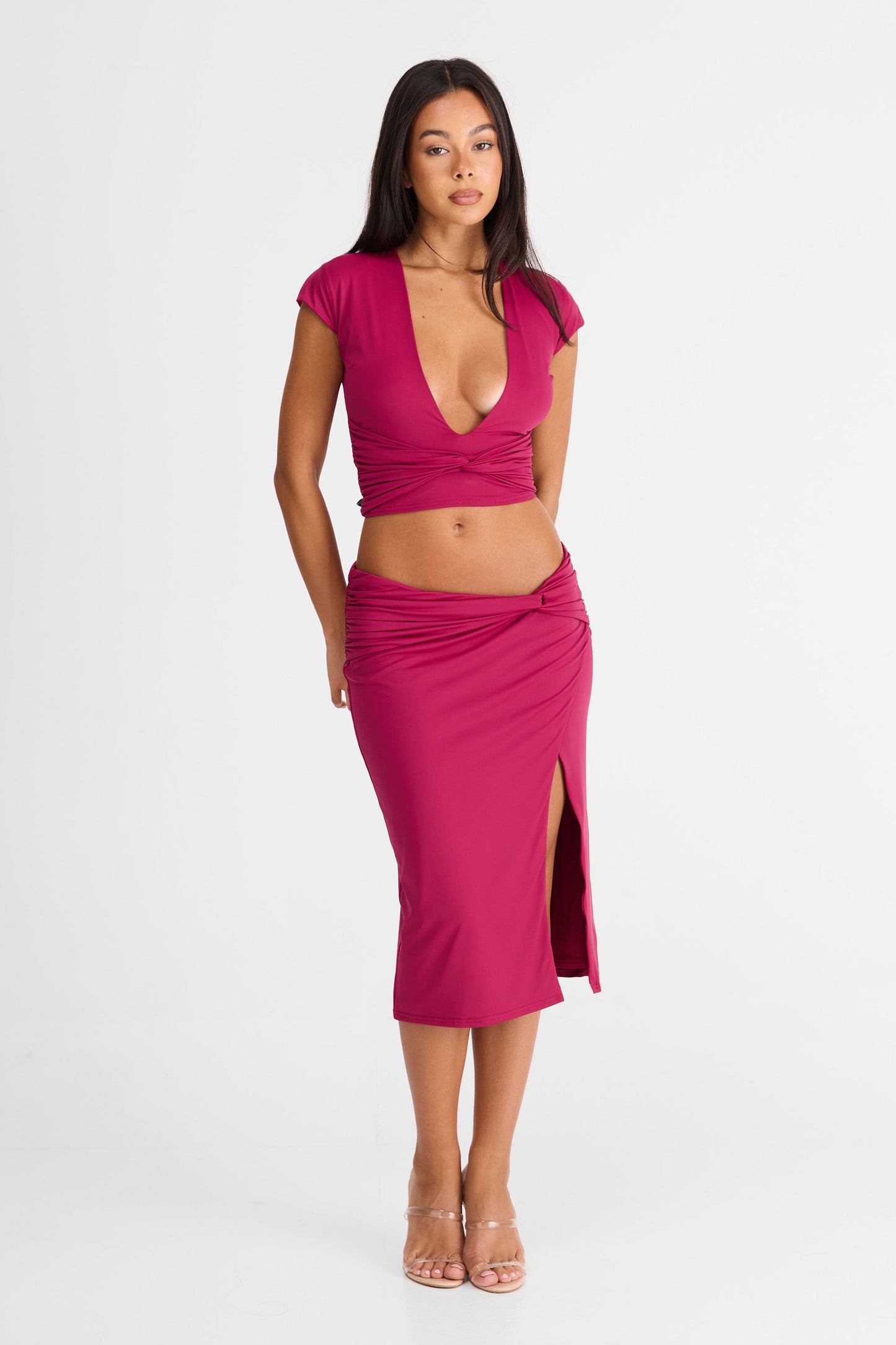 Arielle Midi Skirt Berry