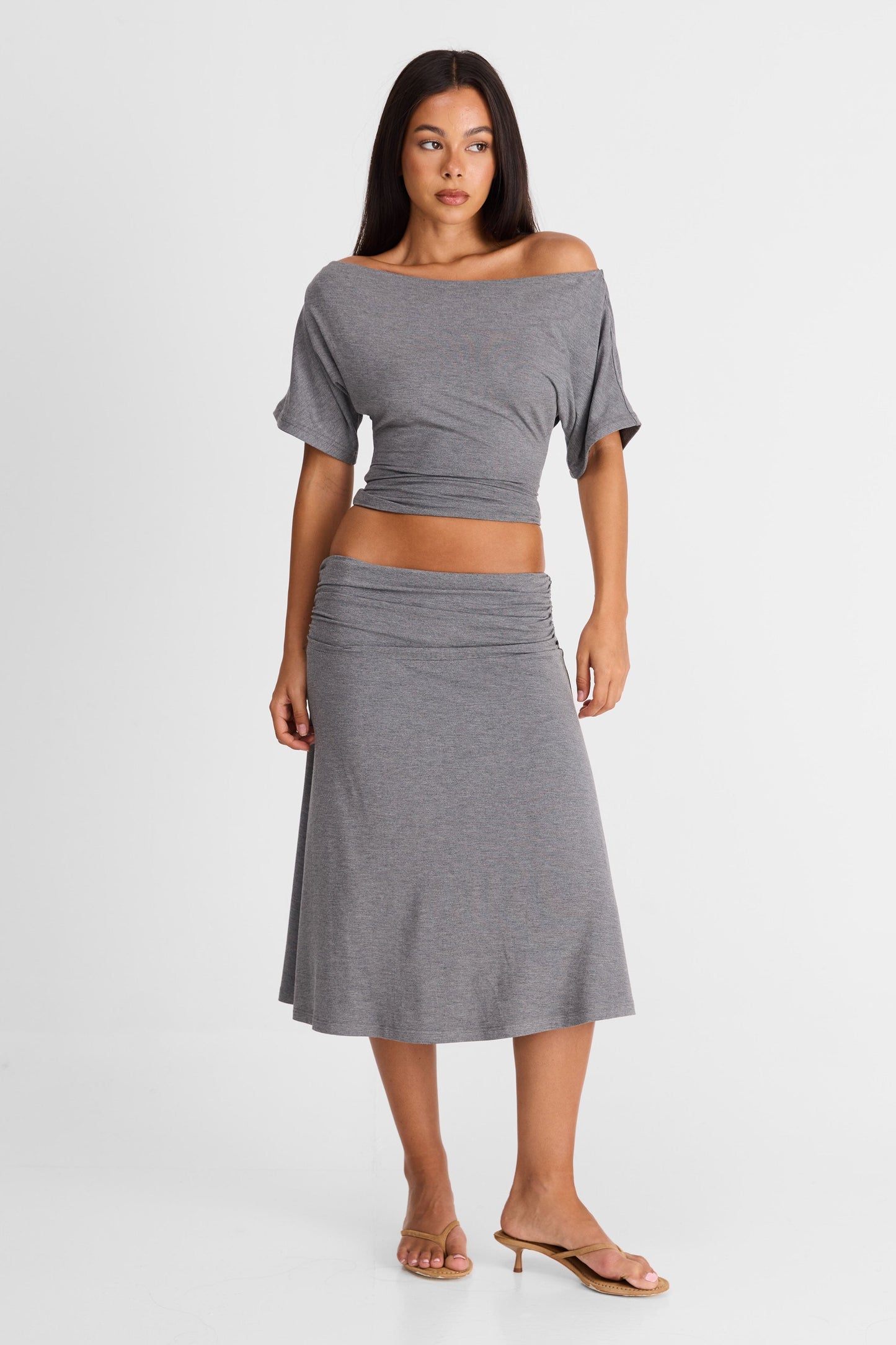 Lorelei Midi Skirt Grey Marle