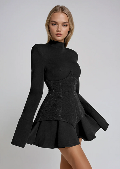 AZOTH - CHARLOTTE | MINIVESTIDO DE PARCHES CON LENTEJUELAS